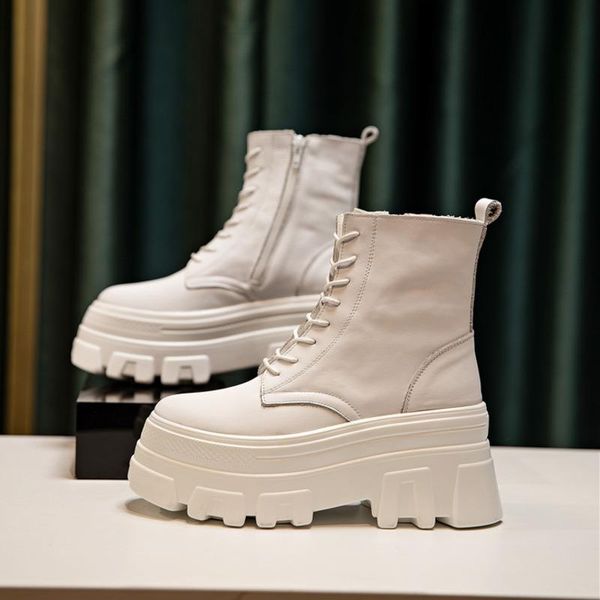 boots 2021 female autumn winter layer cowhide thick bottomed muffin short high shoes increased by 8 cm, Black
boots 2021 female autumn winter layer cowhide thick bottomed muffin short high shoes increased by 8 cm, Black