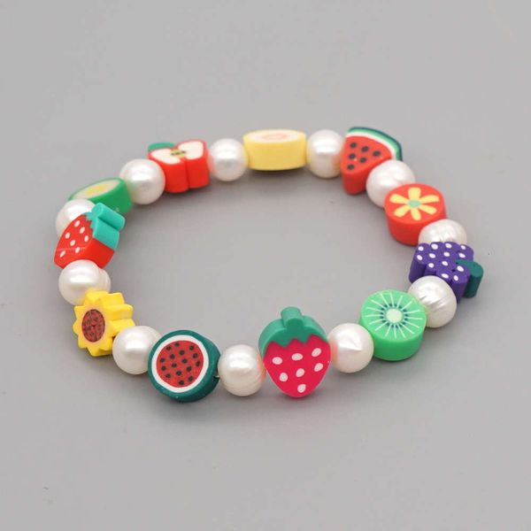 strands bohemian style fresh water pearl bracelet colorful face fruit soft pottery piece personalized bracelet, Black
strands bohemian style fresh water pearl bracelet colorful face fruit soft pottery piece personalized bracelet, Black