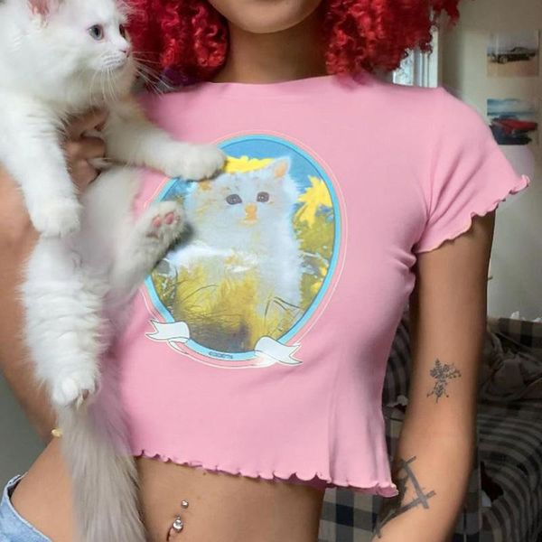 women's t-shirt cat print t-shirts women summer fashion crop short sleeve round neck bodycon ruched cropped casual basic tee, White
women's t-shirt cat print t-shirts women summer fashion crop short sleeve round neck bodycon ruched cropped casual basic tee, White