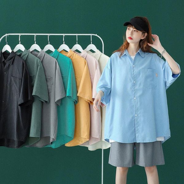 men's casual shirts 2021 summer solid color short sleeve loose clothes simple fashion trend streetwear camisa masculina, White;black
men's casual shirts 2021 summer solid color short sleeve loose clothes simple fashion trend streetwear camisa masculina, White;black