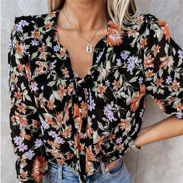 women's blouses & shirts printing ruffled v-neck for women casual slim long sleeve summer vintage vacation chemises pour femmes, White
women's blouses & shirts printing ruffled v-neck for women casual slim long sleeve summer vintage vacation chemises pour femmes, White