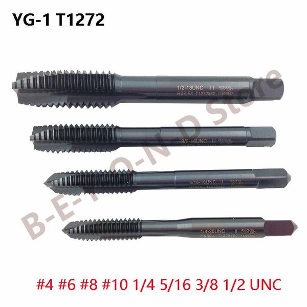 hand tools original 5pcs yg-1 t1272 common tip tap unc spiral point taps for general purpose #4 #6 #8 #10 1/4 5/16 3/8 1/2 steel 
hand tools original 5pcs yg-1 t1272 common tip tap unc spiral point taps for general purpose #4 #6 #8 #10 1/4 5/16 3/8 1/2 steel