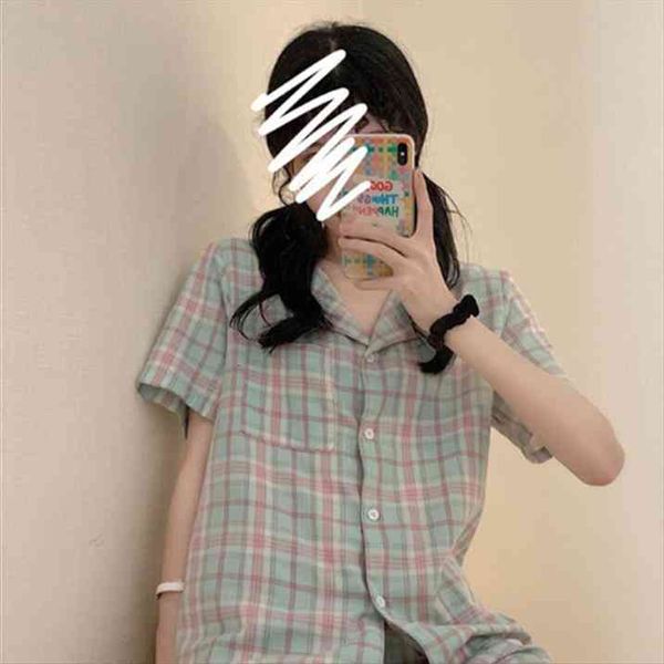 classic plaid pajamas set summer womens sleepwears nightwear short sleeve korea minimalist loose sleepwear homewear suit, Black;red
classic plaid pajamas set summer womens sleepwears nightwear short sleeve korea minimalist loose sleepwear homewear suit, Black;red