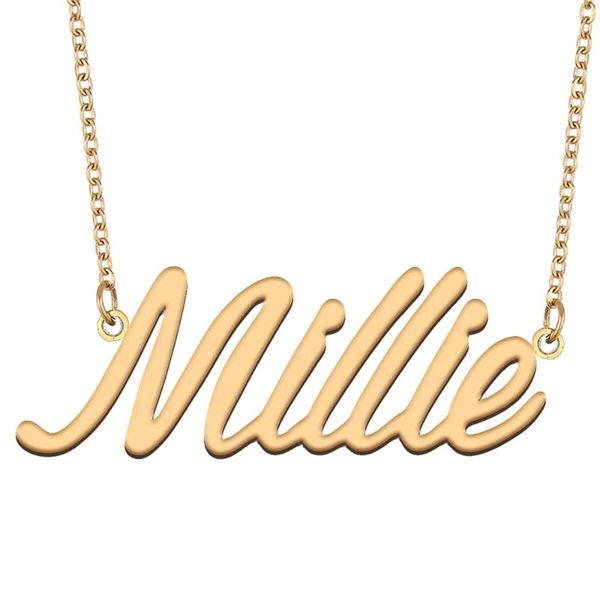 pendant necklaces millie name necklace for women stainless steel jewelry 18k gold plated nameplate femme mother girlfriend gift, Silver
pendant necklaces millie name necklace for women stainless steel jewelry 18k gold plated nameplate femme mother girlfriend gift, Silver
