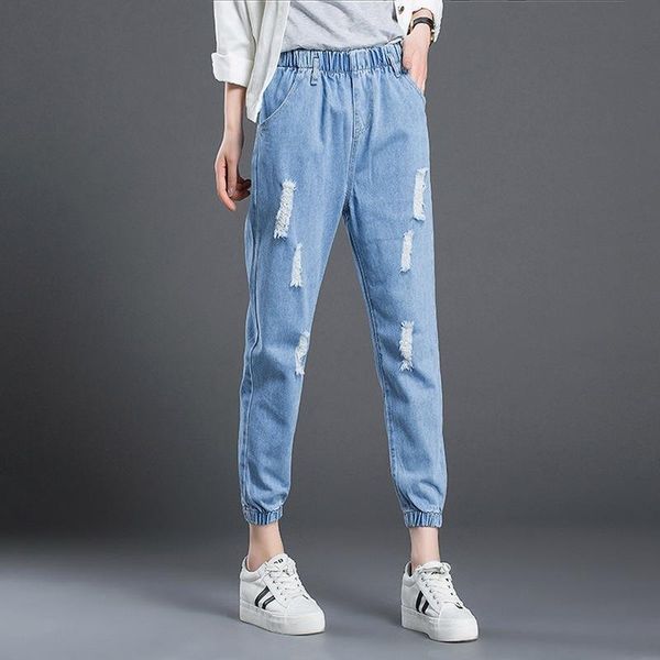women's jeans elastic high waist cotton pants women ankle length blue solid color harem 2021 spring autumn thin trouser
women's jeans elastic high waist cotton pants women ankle length blue solid color harem 2021 spring autumn thin trouser