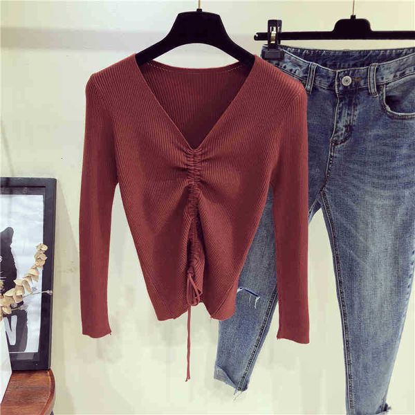 women's sweaters autumn long sleeve bottoming knitted sweater women solid slim drawstring bustier crop v-neck stree j7iu, White;black
women's sweaters autumn long sleeve bottoming knitted sweater women solid slim drawstring bustier crop v-neck stree j7iu, White;black