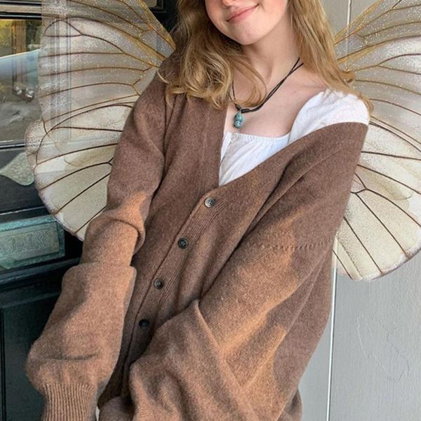 women's knits & tees yiyimiyu sweaters woman 2021 autumn korean fashion v-neck loose butter-down cardigan preppy style brown sweater kn, White
women's knits & tees yiyimiyu sweaters woman 2021 autumn korean fashion v-neck loose butter-down cardigan preppy style brown sweater kn, White