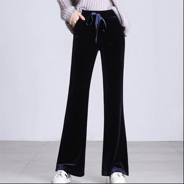 autumn velvet flare pants for women 2018 winter new loose wide leg pants and ladies office work pleuche long trousers, Black;white 
autumn velvet flare pants for women 2018 winter new loose wide leg pants and ladies office work pleuche long trousers, Black;white