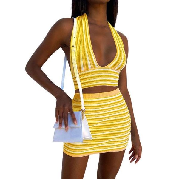 women's swimwear women two-piece clothes set blue stripe pattern deep v-neck crop and high waist skirt, White;black
women's swimwear women two-piece clothes set blue stripe pattern deep v-neck crop and high waist skirt, White;black