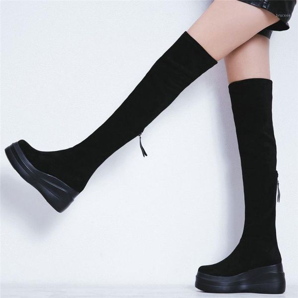 boots thigh high fashion sneakers women velvet stretchy wedges heel over the knee female chunky platform pumps shoes1, Black
boots thigh high fashion sneakers women velvet stretchy wedges heel over the knee female chunky platform pumps shoes1, Black