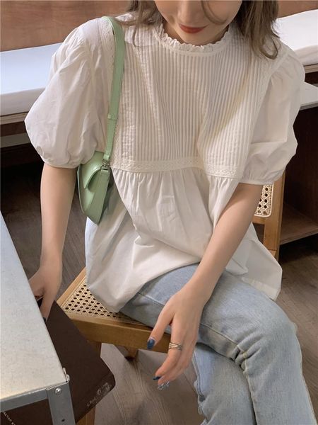 women's blouses & shirts white shirt summer design niche french blouse chic loose short sleeve bubble top
women's blouses & shirts white shirt summer design niche french blouse chic loose short sleeve bubble top
