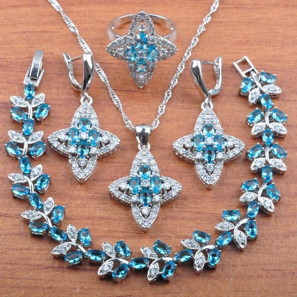 earrings & necklace star women jewelry sky blue natural zircon silver color set pendant rings bracelet js0344
earrings & necklace star women jewelry sky blue natural zircon silver color set pendant rings bracelet js0344