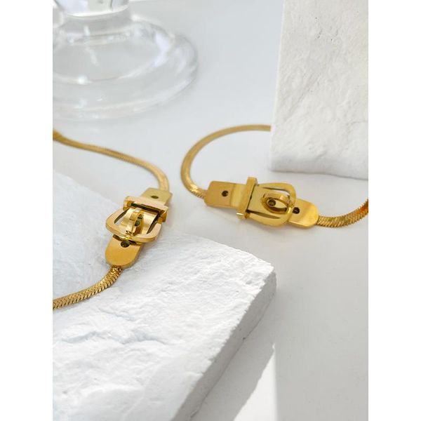 chains peri'sbox design hip hop belt buckle herringbone chain bracelet gold color stainless steel clasp jewelry set, Silver
chains peri'sbox design hip hop belt buckle herringbone chain bracelet gold color stainless steel clasp jewelry set, Silver