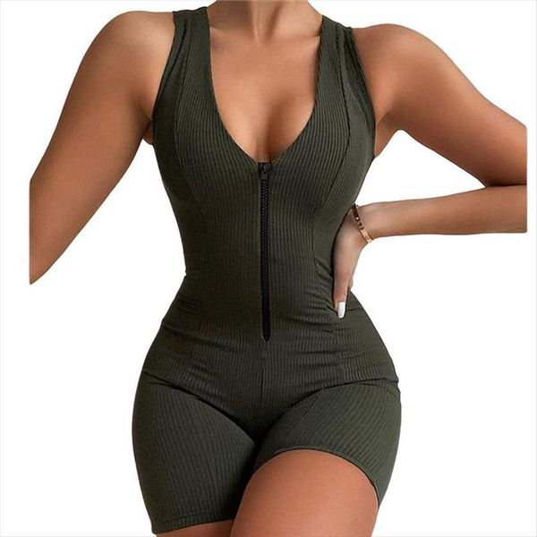 arrival solid color deep women jumpsuit v neck playpsuit sleeveless low zipper closure short pants bodysuit casual jumpsuits, Black;white 
arrival solid color deep women jumpsuit v neck playpsuit sleeveless low zipper closure short pants bodysuit casual jumpsuits, Black;white