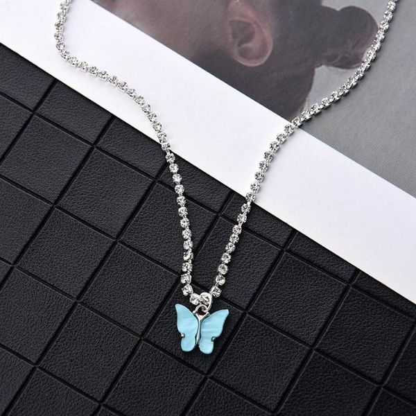 chains fashion acrylic butterfly pendant necklace claw chain diamond short women's clavicle gift, Silver
chains fashion acrylic butterfly pendant necklace claw chain diamond short women's clavicle gift, Silver