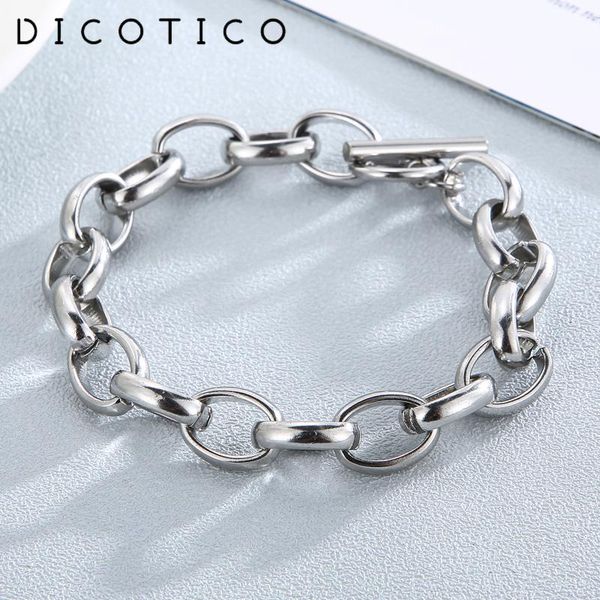 link, chain dicotico fashion silver color stainless steel link bracelets women o hiphop/rock bracelet femme party jewelry 2021, Black
link, chain dicotico fashion silver color stainless steel link bracelets women o hiphop/rock bracelet femme party jewelry 2021, Black