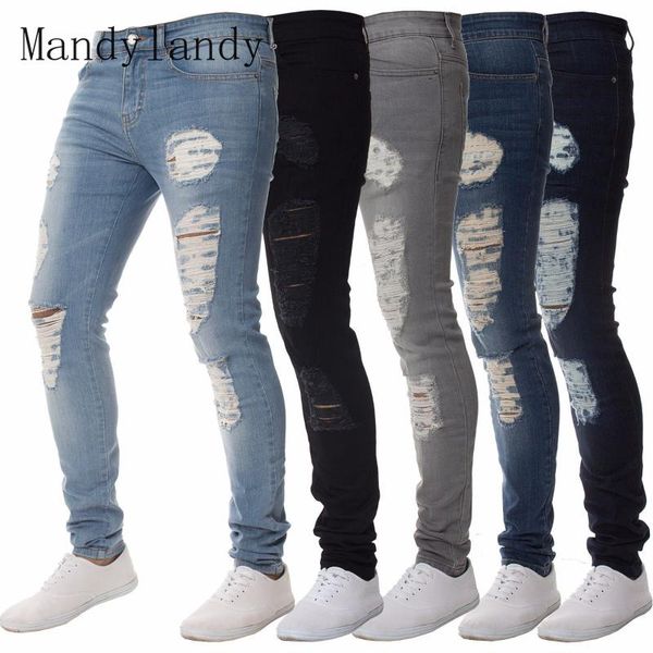 men's jeans mandylandy spring and summer fashion button slim denim pencil trousers mid-waist ripped solid color, Blue
men's jeans mandylandy spring and summer fashion button slim denim pencil trousers mid-waist ripped solid color, Blue