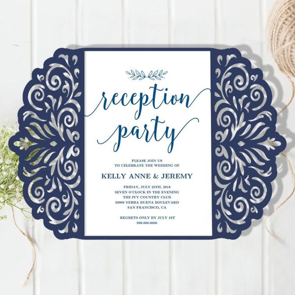 greeting cards navy blue wedding invitation, diy creative invitations, laser cutting invitations with envelopes - set of 50 pcs
greeting cards navy blue wedding invitation, diy creative invitations, laser cutting invitations with envelopes - set of 50 pcs