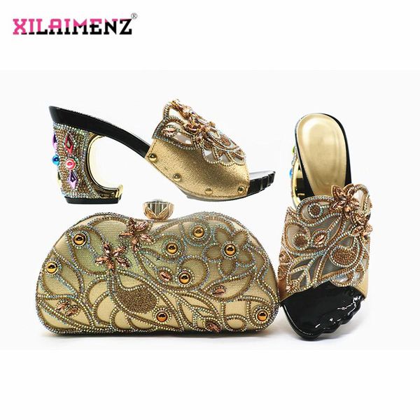 dress shoes arrivals italian women wedding shoe and bag to match heels slipper with crystal in golden color for party, Black
dress shoes arrivals italian women wedding shoe and bag to match heels slipper with crystal in golden color for party, Black