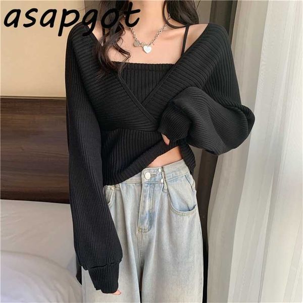 pullovers v neck long sleeve black fake two piece knitted fashion chic korea sweaters&jumpers pull femme sweet gentle solid 211214, White;black
pullovers v neck long sleeve black fake two piece knitted fashion chic korea sweaters&jumpers pull femme sweet gentle solid 211214, White;black