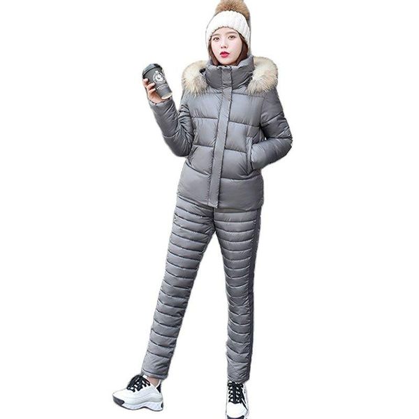 women's two piece pants 2021 n winter women two-piece suit big fur collar slim short jacket hooded cotton set thick warm trousers large, White
women's two piece pants 2021 n winter women two-piece suit big fur collar slim short jacket hooded cotton set thick warm trousers large, White