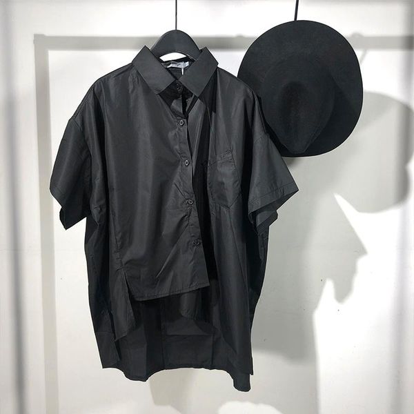 men's casual shirts short sleeve shirt summer dark lapel irregular design before after long personality versatile, White;black
men's casual shirts short sleeve shirt summer dark lapel irregular design before after long personality versatile, White;black