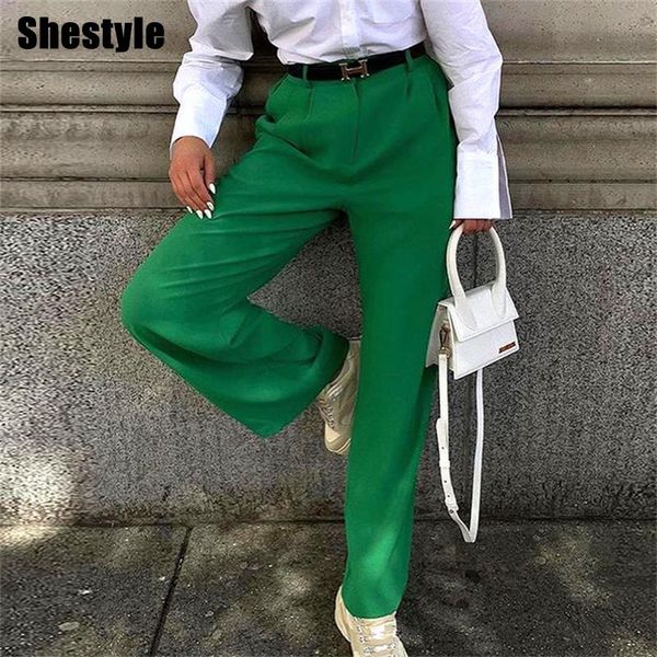 women's pants & capris shestyle green suits office lady 2021 autumn solid pockets zip high waist straight slit streetwear trouser women, Black;white
women's pants & capris shestyle green suits office lady 2021 autumn solid pockets zip high waist straight slit streetwear trouser women, Black;white