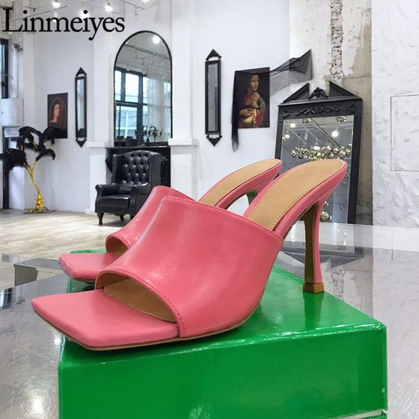 slippers high heel mules women square toe designer woman candy color genuine leather runway party shoes summer slides, Black
slippers high heel mules women square toe designer woman candy color genuine leather runway party shoes summer slides, Black