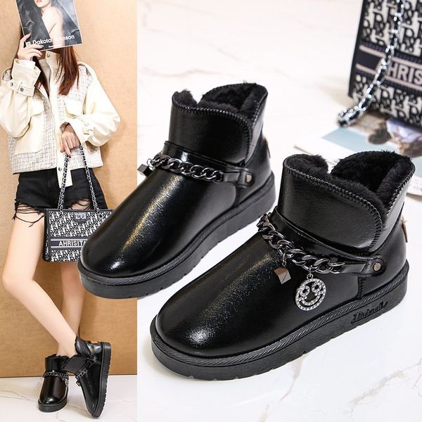 winter snow boots women fur integrated fashion versatile plush thick-soled non-slip short tube cotton shoes, Black
winter snow boots women fur integrated fashion versatile plush thick-soled non-slip short tube cotton shoes, Black