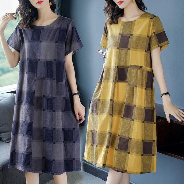 casual dresses women's dress loose round neck short sleeve plaid for party vacation shopping dating plus size women gothic, Black;gray 
casual dresses women's dress loose round neck short sleeve plaid for party vacation shopping dating plus size women gothic, Black;gray