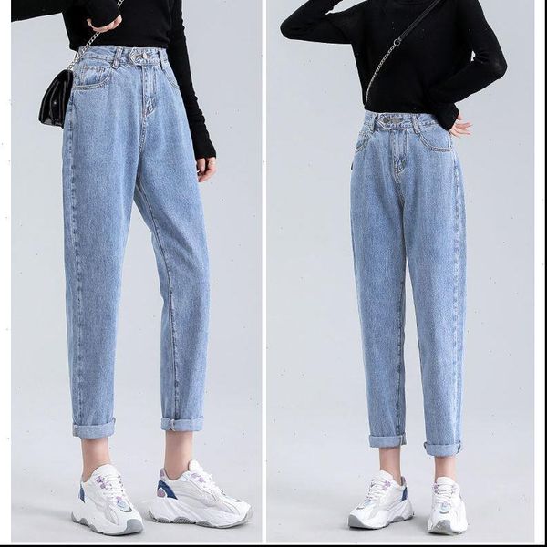 semi elastic high waisted straight womens jean leg waist at the back loose fitting slim pantssolid harem pants, Blue
semi elastic high waisted straight womens jean leg waist at the back loose fitting slim pantssolid harem pants, Blue