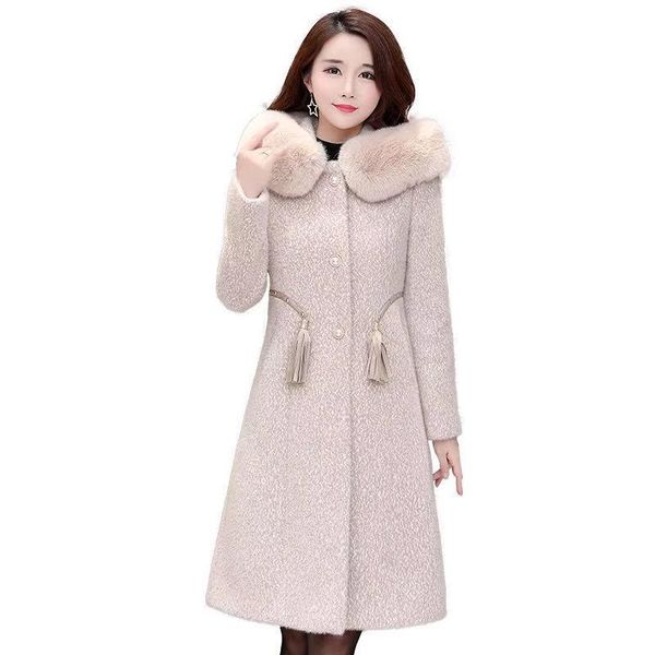 women's wool & blends coat women faux over-the-knee hooded big collar fashion elegant temperament lady style warm slim jacket, Black
women's wool & blends coat women faux over-the-knee hooded big collar fashion elegant temperament lady style warm slim jacket, Black