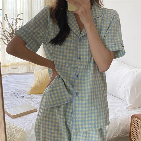 pajamas classic plaid pijama women sleepwear mujer two piece suit summer trousers suits minimalist loose, Black;red
pajamas classic plaid pijama women sleepwear mujer two piece suit summer trousers suits minimalist loose, Black;red