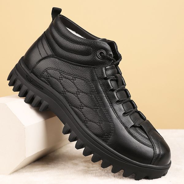 new plush high leather men's cotton padded shoes winter dad's middle-aged and elderly warm non slip trend snow boots, Black
new plush high leather men's cotton padded shoes winter dad's middle-aged and elderly warm non slip trend snow boots, Black