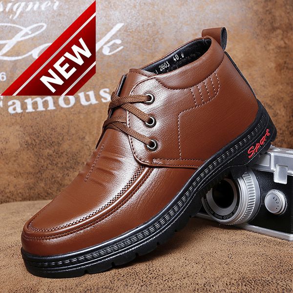2021 business leisure high leather winter new men's boots thickened warm father's cotton shoes, Black
2021 business leisure high leather winter new men's boots thickened warm father's cotton shoes, Black
