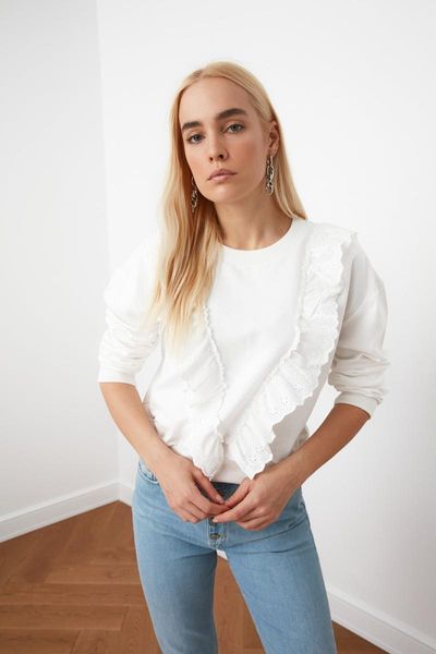 women's hoodies & sweatshirts trendyol ruffle detail basic knitted sweatshirt twoss20sw0144 casual fashion 2021 winter autumn clothing, Black
women's hoodies & sweatshirts trendyol ruffle detail basic knitted sweatshirt twoss20sw0144 casual fashion 2021 winter autumn clothing, Black