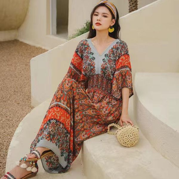 casual dresses women summer dress print beach long lady bohemia vestios feminine batwing sleeve holiday vestido de mujer, Black;gray
casual dresses women summer dress print beach long lady bohemia vestios feminine batwing sleeve holiday vestido de mujer, Black;gray