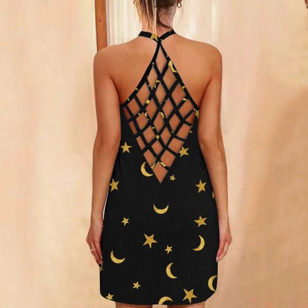 casual dresses backless dress womens moon star print summer o-neck sleeveless vest sundress hollow out beach vestido de mujer, Black;gray
casual dresses backless dress womens moon star print summer o-neck sleeveless vest sundress hollow out beach vestido de mujer, Black;gray