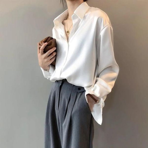 women's blouses & shirts korean design solid western style women long sleeve large size chic turn-down collar button classic female, White
women's blouses & shirts korean design solid western style women long sleeve large size chic turn-down collar button classic female, White