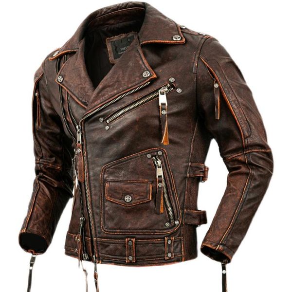 men's leather & faux 2021 vintage brown genuine jacket men motocycle style plus size 5xl real natural cowhide autumn slim fit biker coa, Black
men's leather & faux 2021 vintage brown genuine jacket men motocycle style plus size 5xl real natural cowhide autumn slim fit biker coa, Black