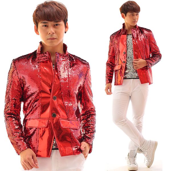 sequins jacket pu leather novelty male blazer coat costume outfit singer dancer stage nightclub bra prom slim performance show, Black;red
sequins jacket pu leather novelty male blazer coat costume outfit singer dancer stage nightclub bra prom slim performance show, Black;red