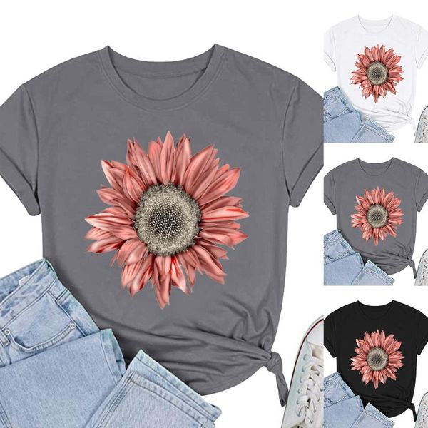 women's t-shirt sunflower print women fashion o-neck short loose printing oversized t shirt 2021 ropa mujer, White
women's t-shirt sunflower print women fashion o-neck short loose printing oversized t shirt 2021 ropa mujer, White