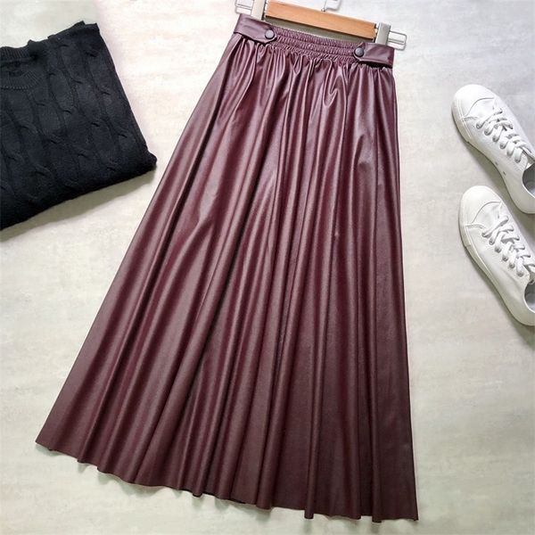 autumn& winter new women simple solid elastic waist thin pu leather skirt with large a-line long skirt women 210310, Black
autumn& winter new women simple solid elastic waist thin pu leather skirt with large a-line long skirt women 210310, Black