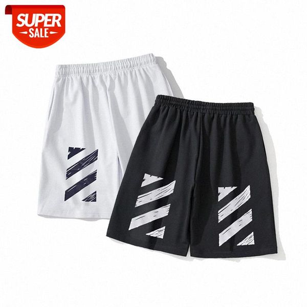 white ""shorts"" brush stripe printed ow classic basic five-point pants #nv2n, White;black
white ""shorts"" brush stripe printed ow classic basic five-point pants #nv2n, White;black
