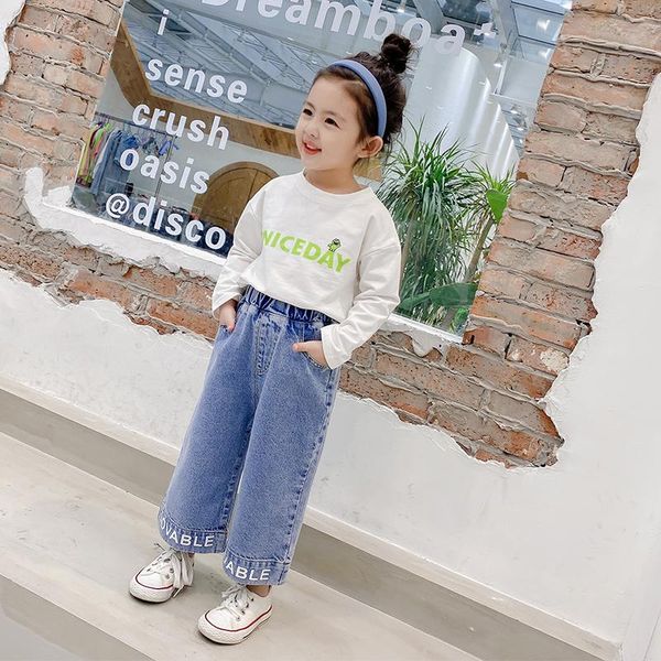 jeans letter girls wide-legged pants 0-9 years old children's denim pant elastic waist baby kids trousers spring/autumn clothes, Blue
jeans letter girls wide-legged pants 0-9 years old children's denim pant elastic waist baby kids trousers spring/autumn clothes, Blue
