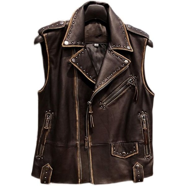 men's vests 2021 vintage black motorcycle style genuine leather coat men large size 3xl real natural sheepskin spring slim fit bruce ve, Black;white
men's vests 2021 vintage black motorcycle style genuine leather coat men large size 3xl real natural sheepskin spring slim fit bruce ve, Black;white