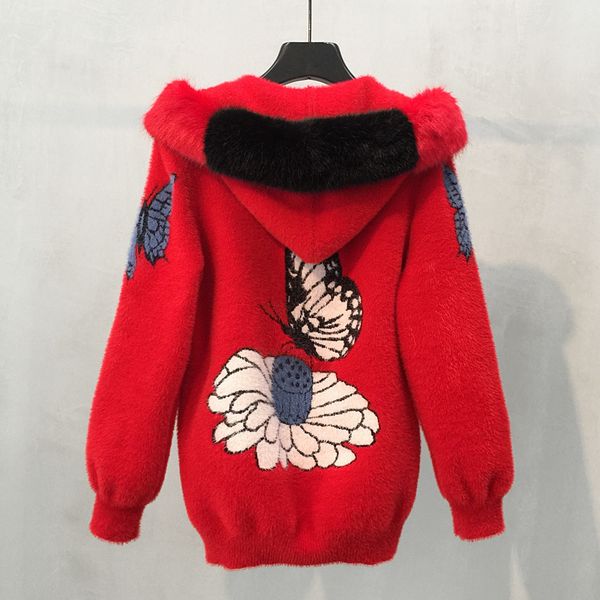 2021 Autumn Female New Long-sleeve Fashion with Hood Embroidered Butterfly Loose Bundled Vison Hair Ezfz, White;black
2021 Autumn Female New Long-sleeve Fashion with Hood Embroidered Butterfly Loose Bundled Vison Hair Ezfz, White;black