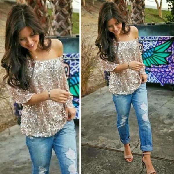 women's t-shirt sleeve evening party summer cocktail lady t shirt fashion spring women 's sequins short, White
women's t-shirt sleeve evening party summer cocktail lady t shirt fashion spring women 's sequins short, White