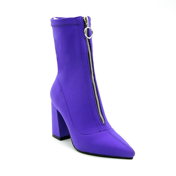 2018 Spring/Autumn New Female Sexy Square heel Sock Booties Stretch Fabric Pointed Toe High Heels Lycra Ankle Boots Women Pumps, Purple
2018 Spring/Autumn New Female Sexy Square heel Sock Booties Stretch Fabric Pointed Toe High Heels Lycra Ankle Boots Women Pumps, Purple