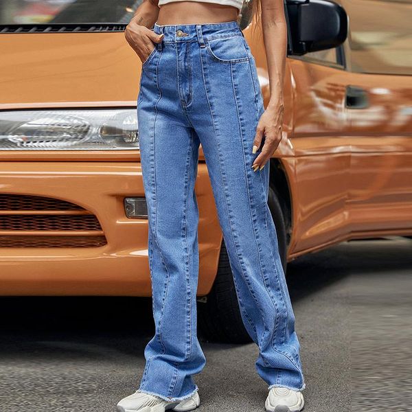 women's jeans high waist pockets zipper straight all-match loose women denim pants 2021 autumn streetwear ladies long trousers, Blue
women's jeans high waist pockets zipper straight all-match loose women denim pants 2021 autumn streetwear ladies long trousers, Blue